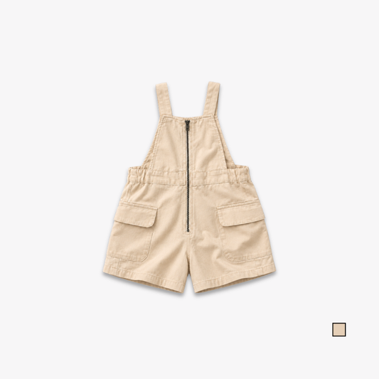 AD Kids Girls Cream Jumpsuit Shorts | Cute Suspender Romper Korean Style Summer Outfit