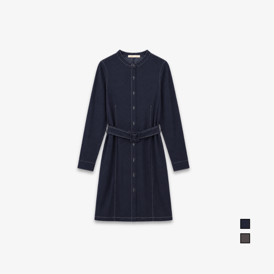 PISCO Women Contrast Stitch Belted Midi Dress