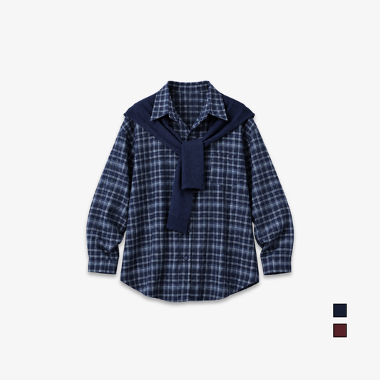 YFS Women Plaid Layered Long Sleeve Shirt