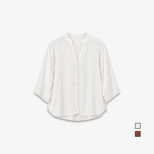 YFS Women Lace Trim Short Sleeve Shirt