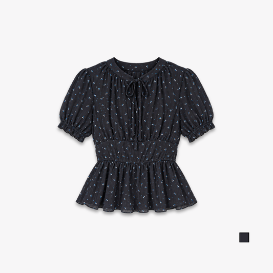 YFS Women Floral Print Puff Sleeve Blouse