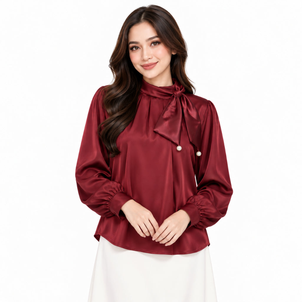 PISCO Women Bow Tie Blouse