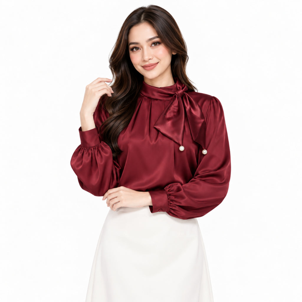 PISCO Women Bow Tie Blouse