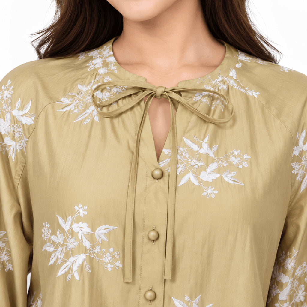 PISCO Women Floral Tie Neck Blouse