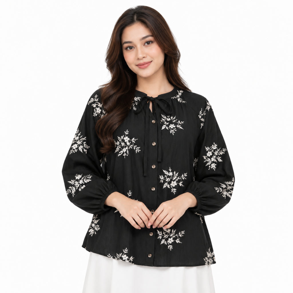 PISCO Women Floral Tie Neck Blouse