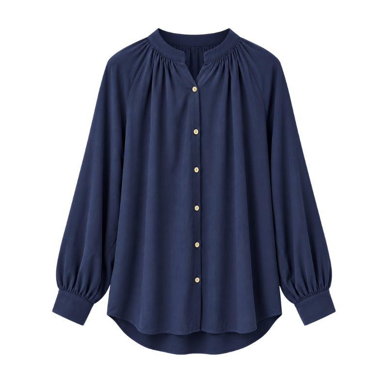 PISCO Women Gathered Neck Long Sleeve Shirt