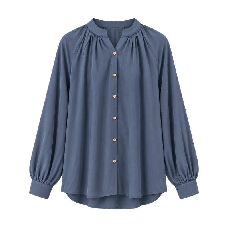 PISCO Women Gathered Neck Long Sleeve Shirt