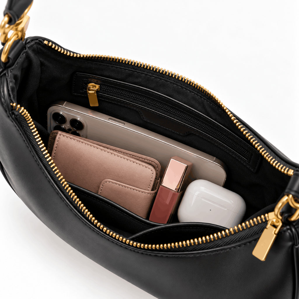 YFS Women PU Leather Crescent Shoulder Bag
