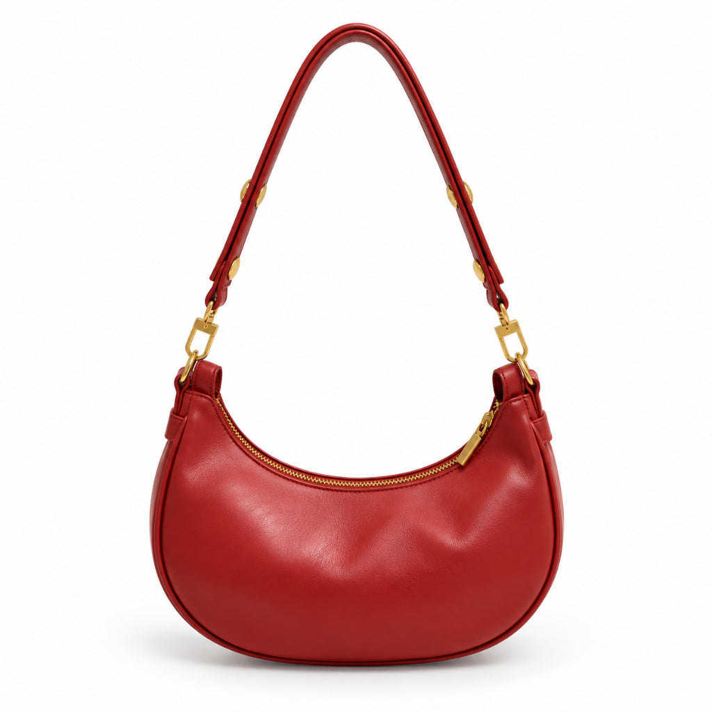 YFS Women PU Leather Crescent Shoulder Bag