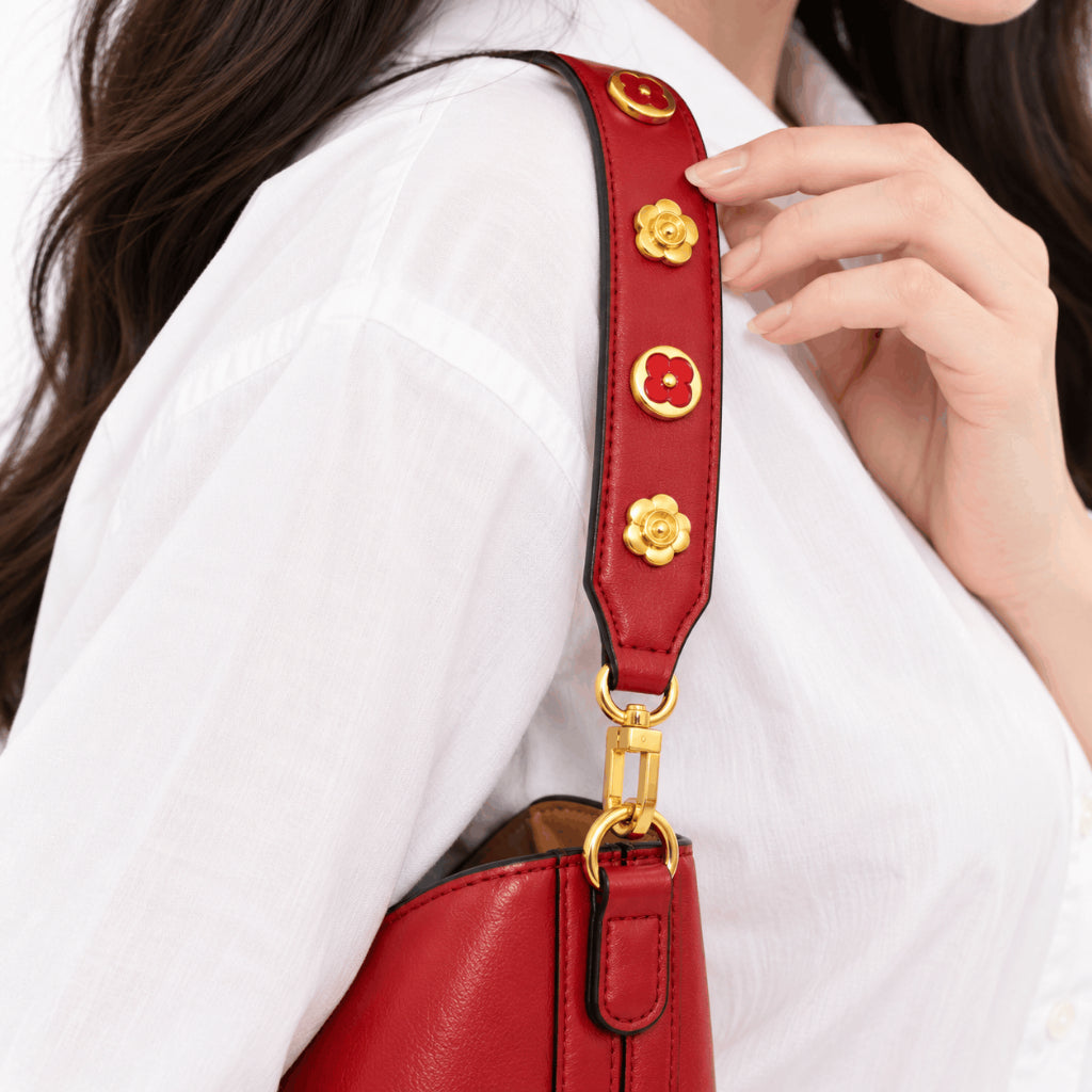 YFS Women PU Leather Floral Strap Shoulder Sling Bag