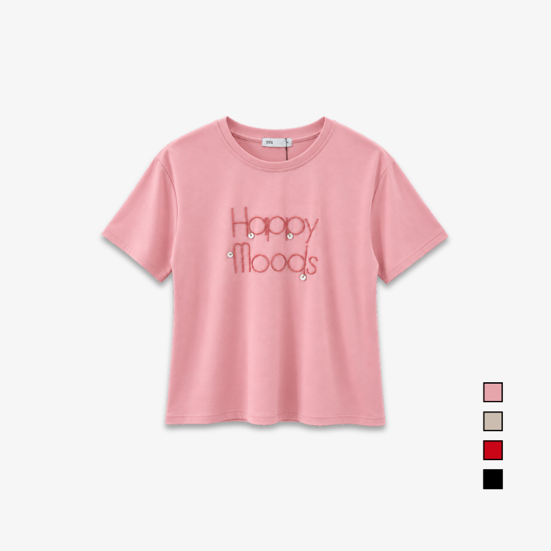 YFS Women Happy Moods Embellished Graphic Tee