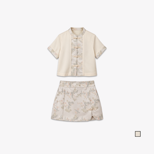 YFS Women Ivory Brocade Cheongsam Set Wear