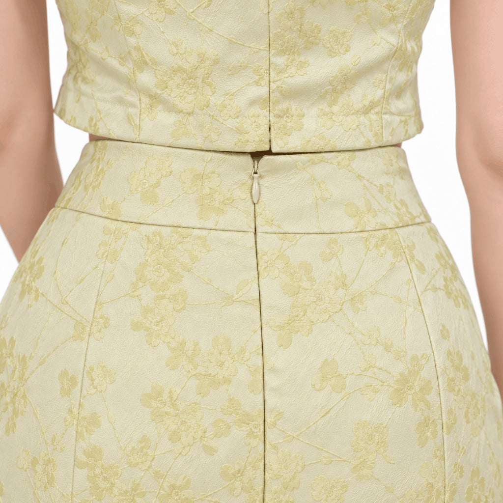 YFS Women Floral Jacquard Cheongsam Set Wear