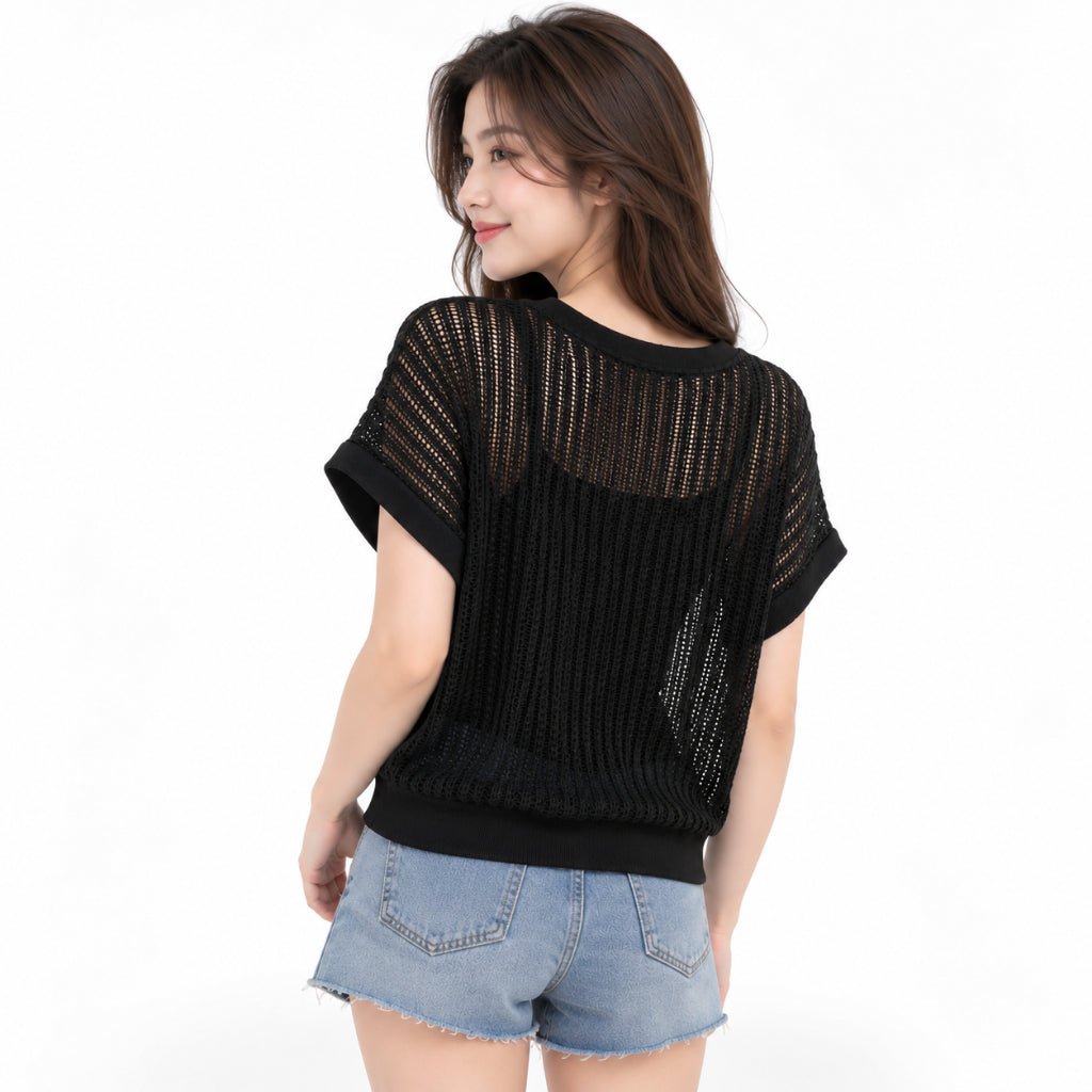 YFS Women Open Knit Relaxed Fit Top