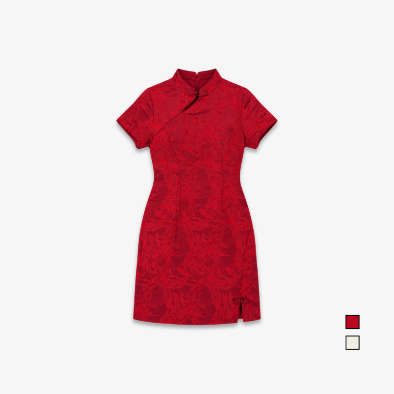 YFS Women Floral Jacquard Cheongsam Dress