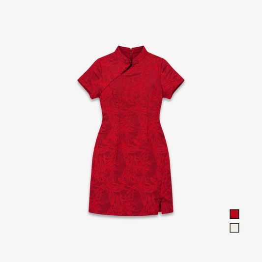 YFS Women Floral Jacquard Cheongsam Dress