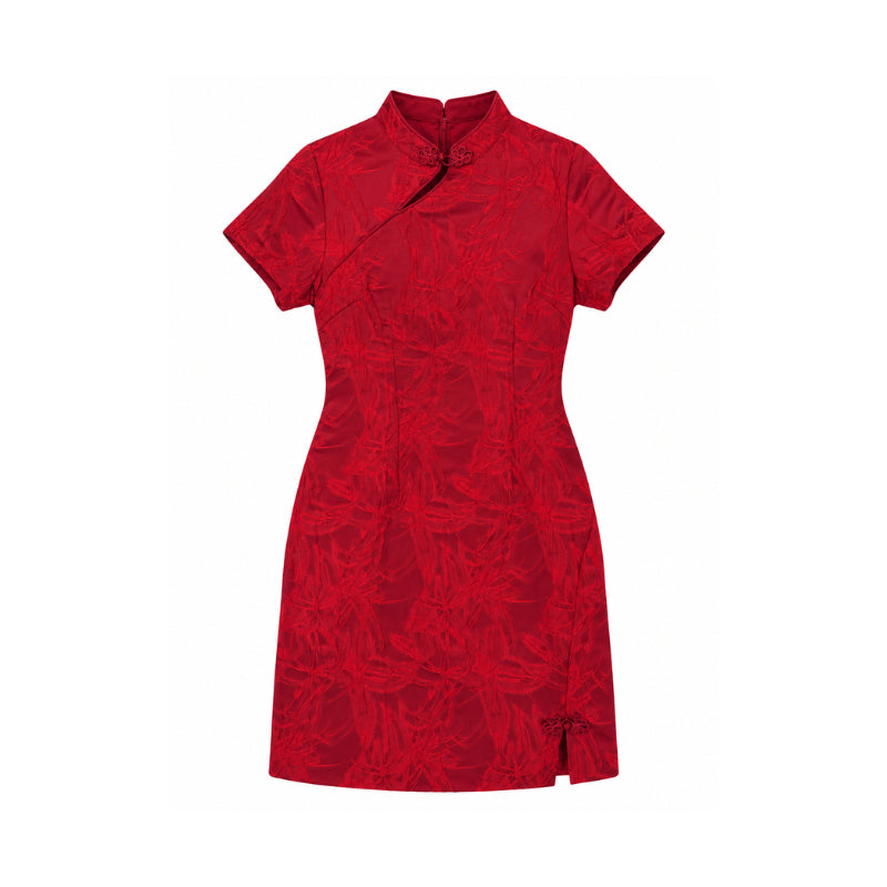 YFS Women Floral Jacquard Cheongsam Dress