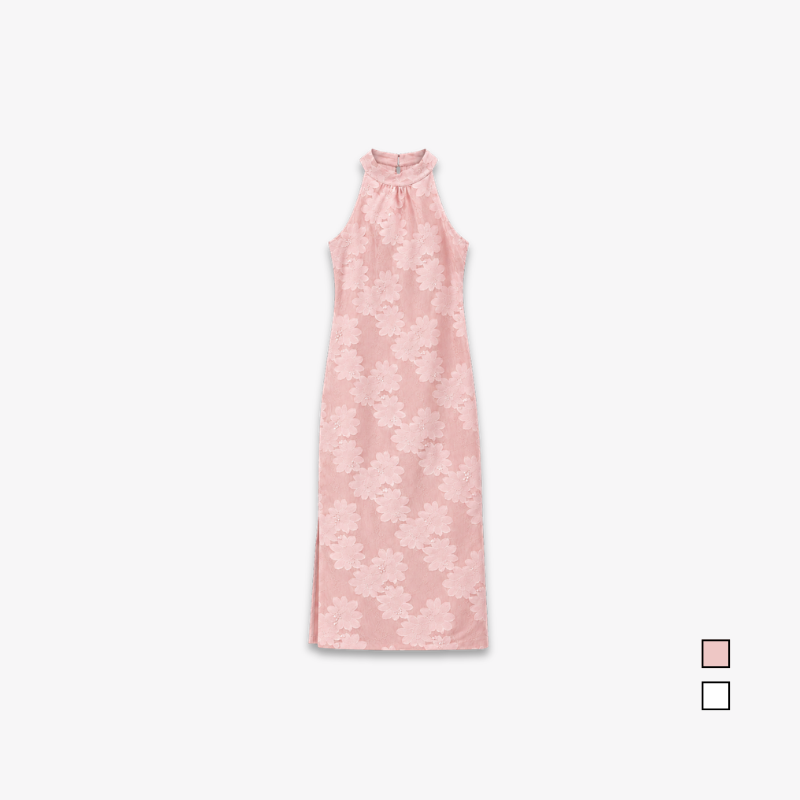 YFS Women Floral Lace Halter Midi Dress