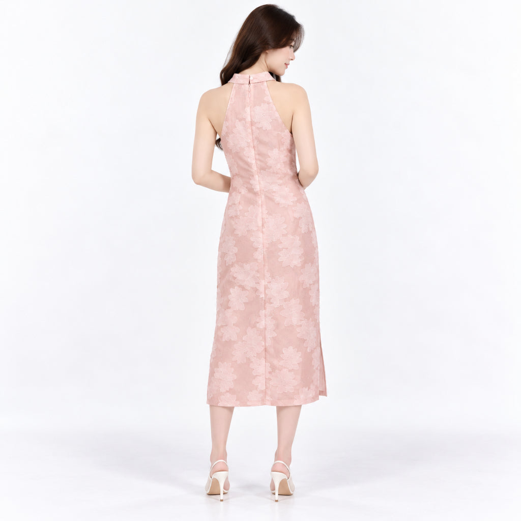YFS Women Floral Lace Halter Midi Dress