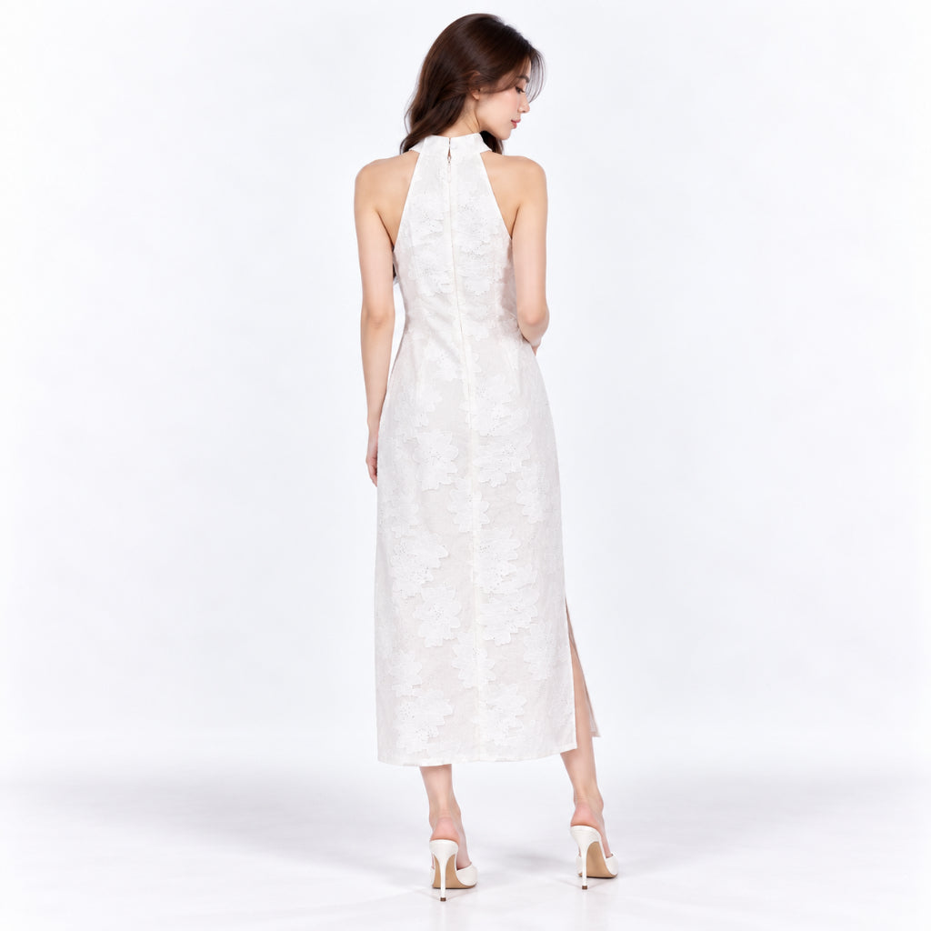 YFS Women Floral Lace Halter Midi Dress