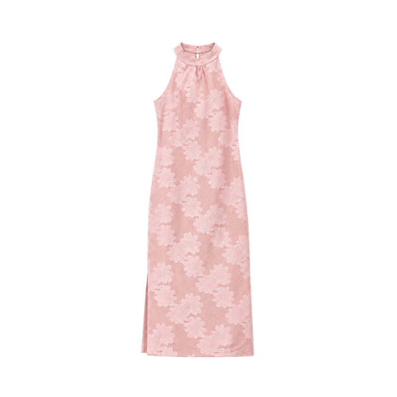 YFS Women Floral Lace Halter Midi Dress