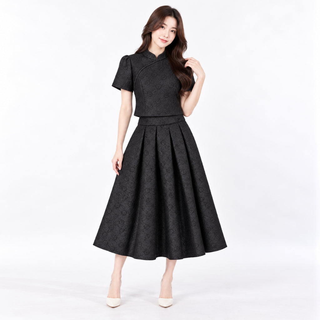 YFS Women Floral Jacquard Two-Piece Set Wear