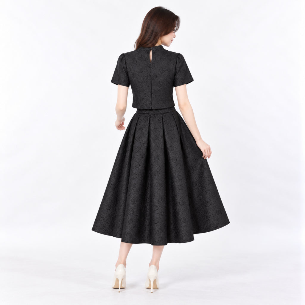 YFS Women Floral Jacquard Two-Piece Set Wear