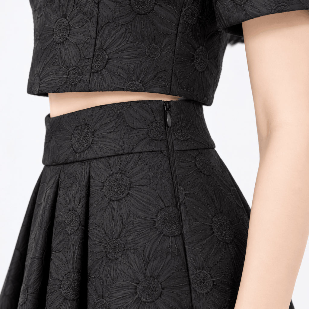 YFS Women Floral Jacquard Two-Piece Set Wear
