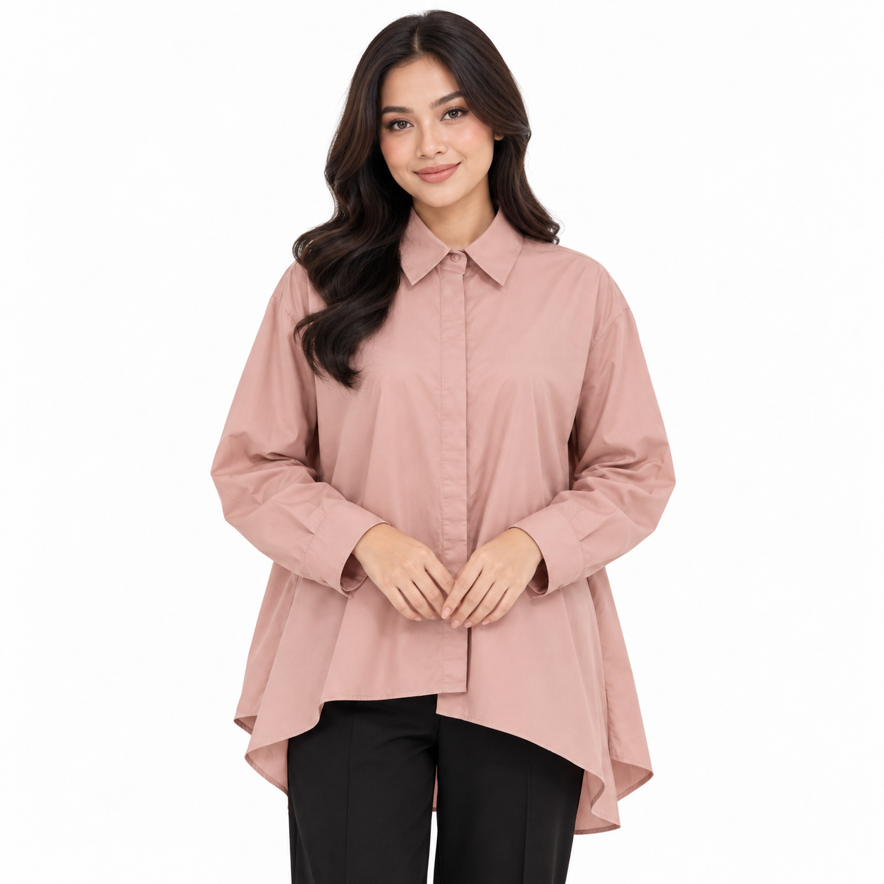 PISCO Women High-Low Shirt Long Sleeve Shirt