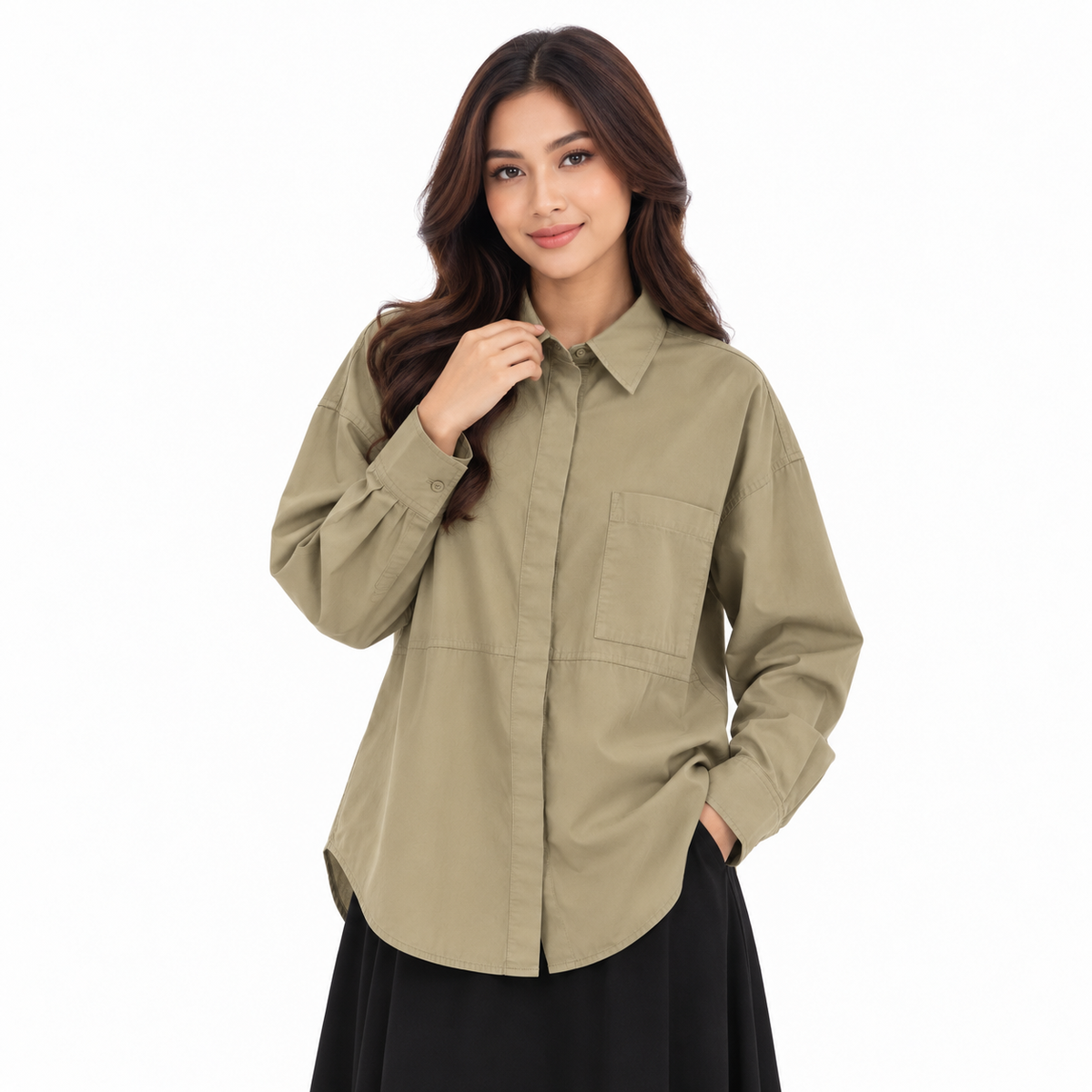 PISCO Women Button-Up Long Sleeve Shirt