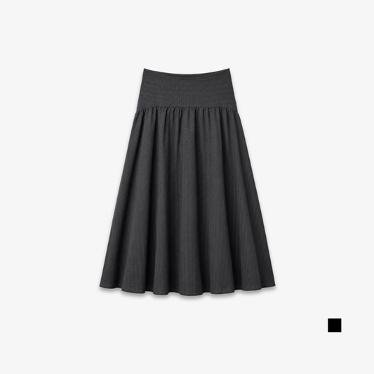 PISCO Women Smocked Waist Flare Maxi Skirt